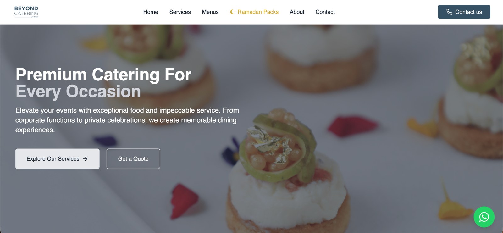 Beyond Catering website preview